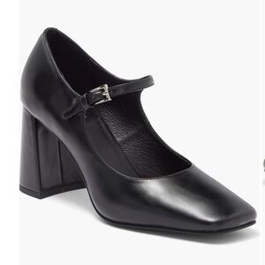 Jeffrey Campbell Bourdin Shoes Womens 6.5 Black Leather Mary Jane Pumps Square